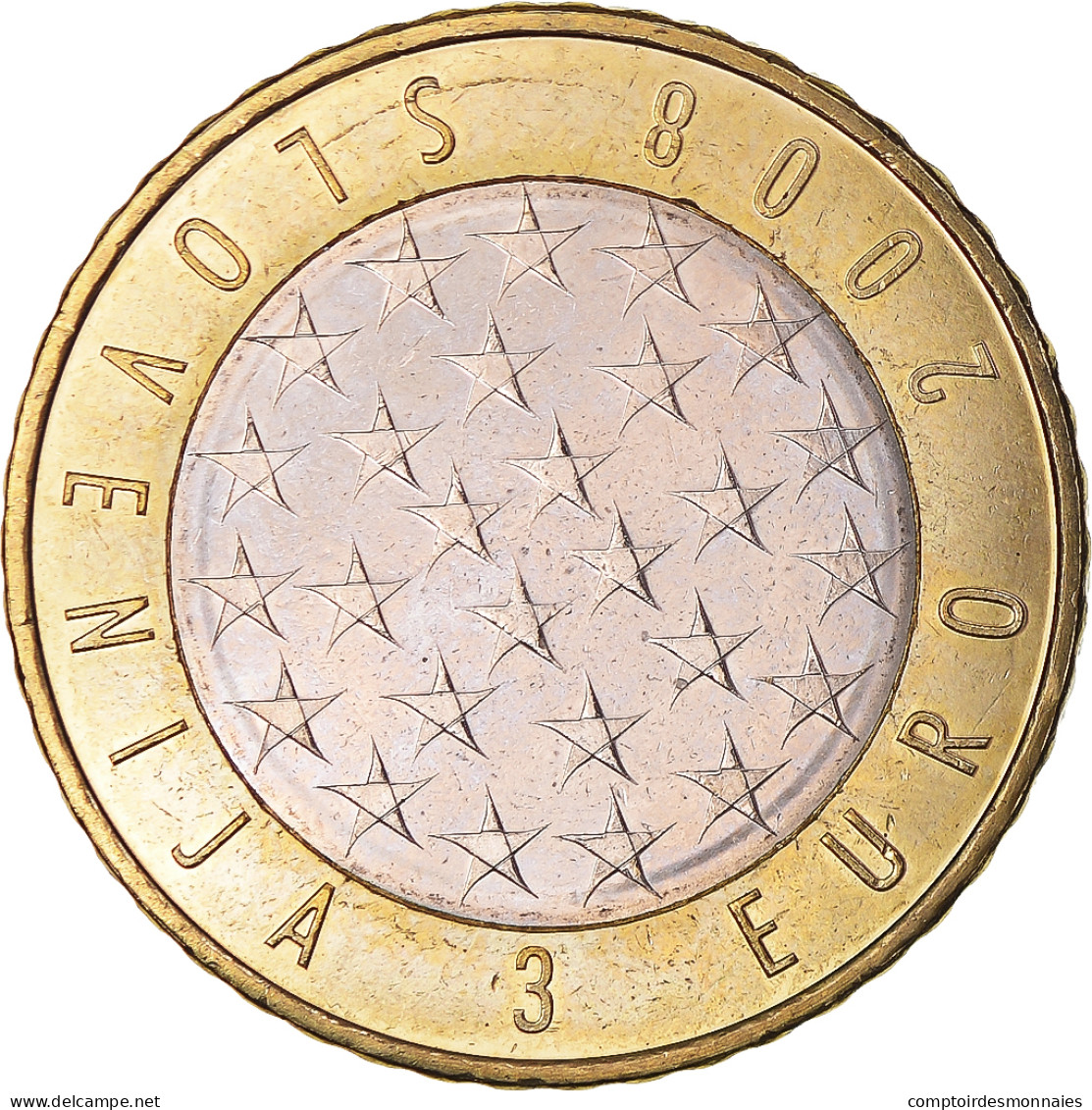 Slovénie, 3 Euro, Présidence De L'UE, 2008, SUP+, Bimétallique, KM:81 - Slovenia