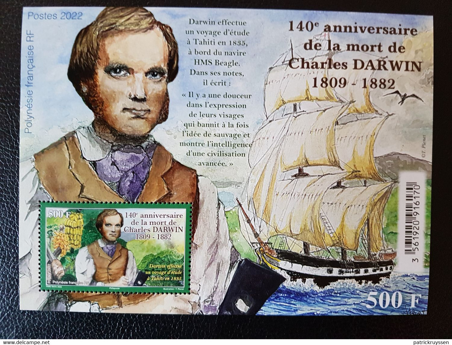 Polynesia 2022 Polynesie Charles DARWIN 140th Ann Death Boat Fruit Bananas Ms1v Mnh - Nuovi