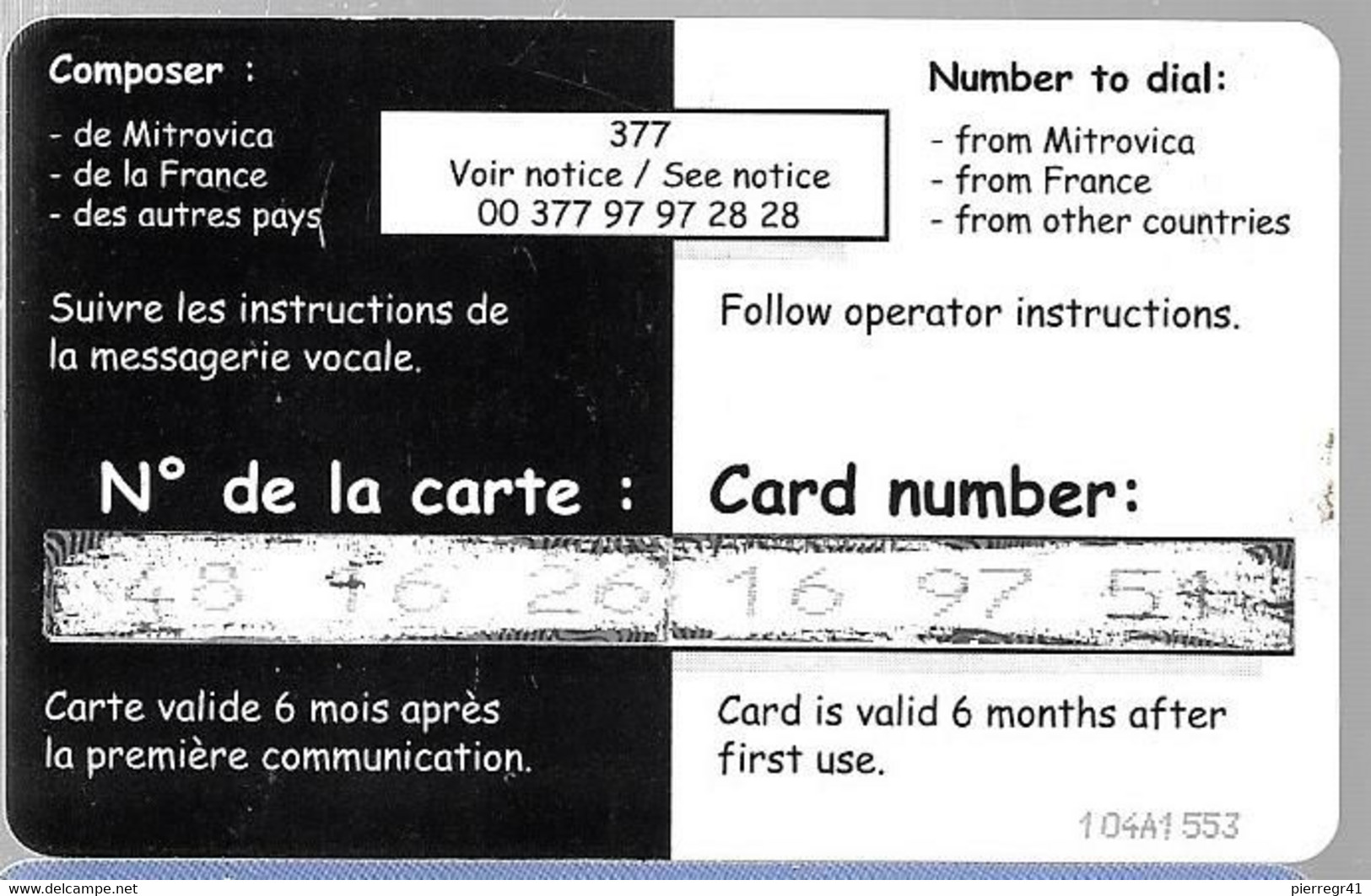 CARTE-PREPAYEE-MILITAIRE- ECOPHONING-VERT-10000Ex-TBE -  Cartes à Usage Militaire