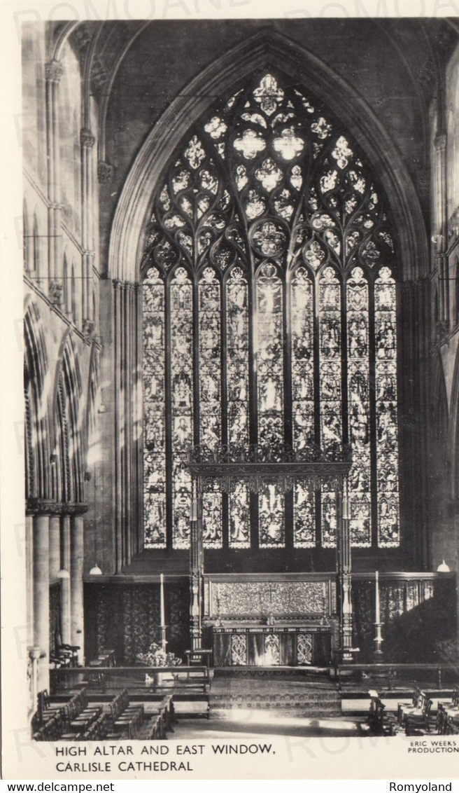 CARTOLINA  CARLISLE,CUMBERLAND/WESTMORLAND,INGHILTERRA,REGNO UNITO-CATHEDRAL-HIGH ALTAR AND EAST WINDOW-NON VIAGGIATA - Carlisle