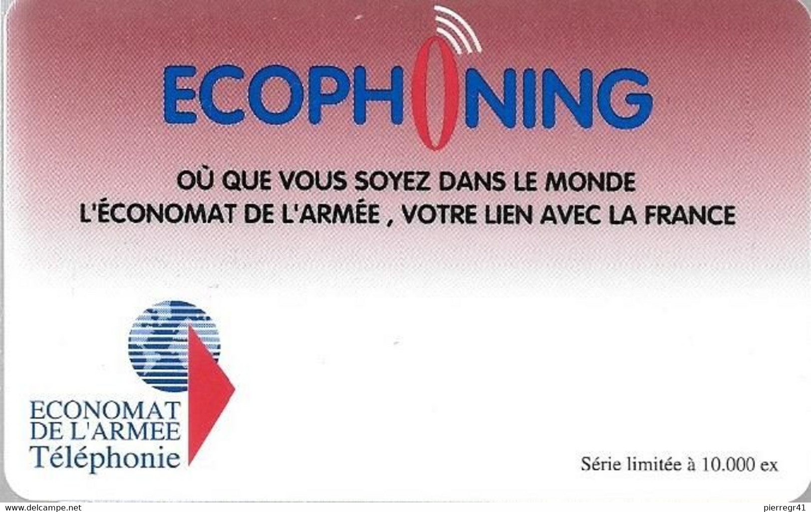 CARTE-PREPAYEE-MILITAIRE- ECOPHONING-LIE VIN-10000Ex-TBE -  Cartes à Usage Militaire