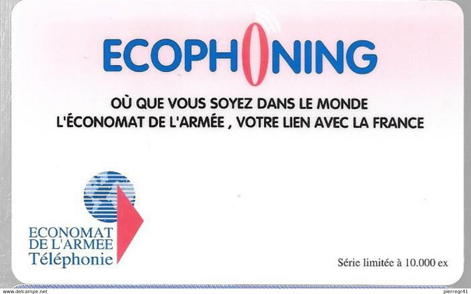 CARTE-PREPAYEE-MILITAIRE- ECOPHONING-ROSE PALE-10000Ex-TBE -  Kaarten Voor Militair Gebruik