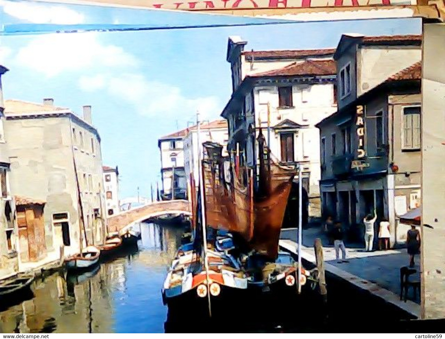 Chioggia Canal Vena Barche Pescatori Con Reti Bar Caffe Sadic .VB1966 X ESTERO  JG9062 - Chioggia