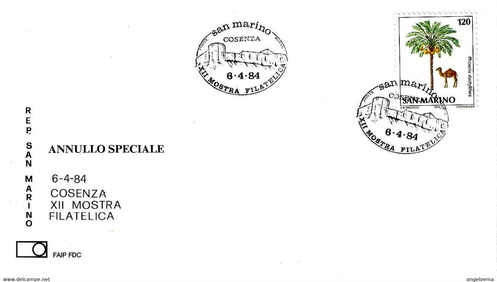 SAN MARINO - 1984 XII Mostra Filatelica A Cosenza (castello) Su Busta Faip - 10253 - Châteaux