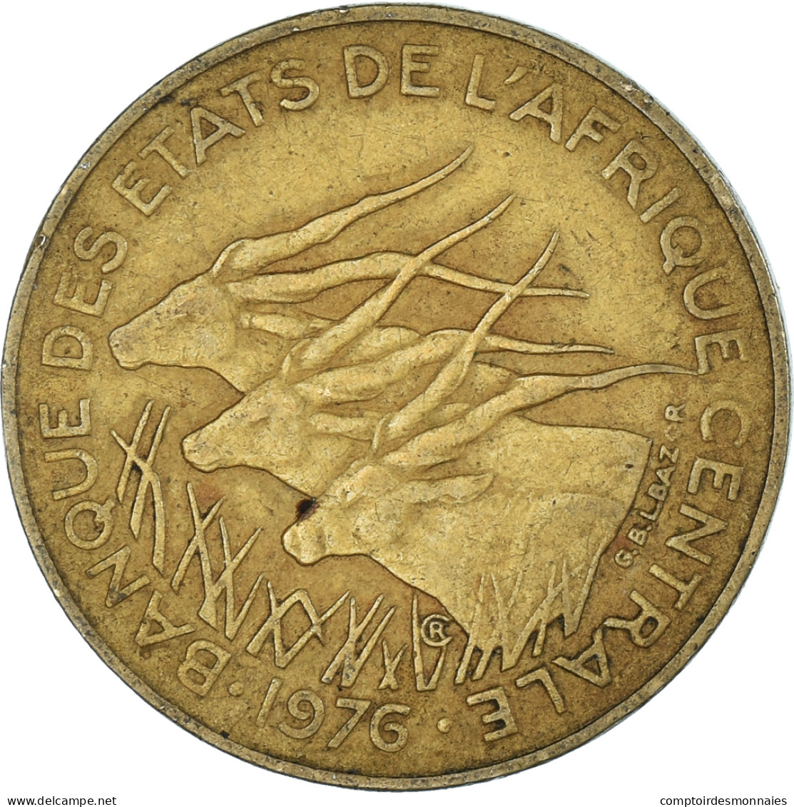 Monnaie, États De L'Afrique Centrale, 10 Francs, 1976 - Centraal-Afrikaanse Republiek