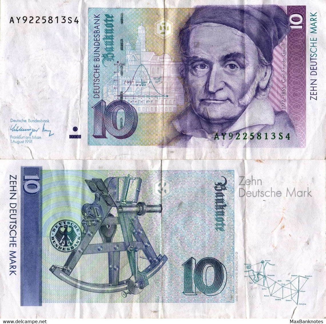 Germany (FRG) / 10 Mark / 1991 / P-38(a) / VF - 10 Deutsche Mark