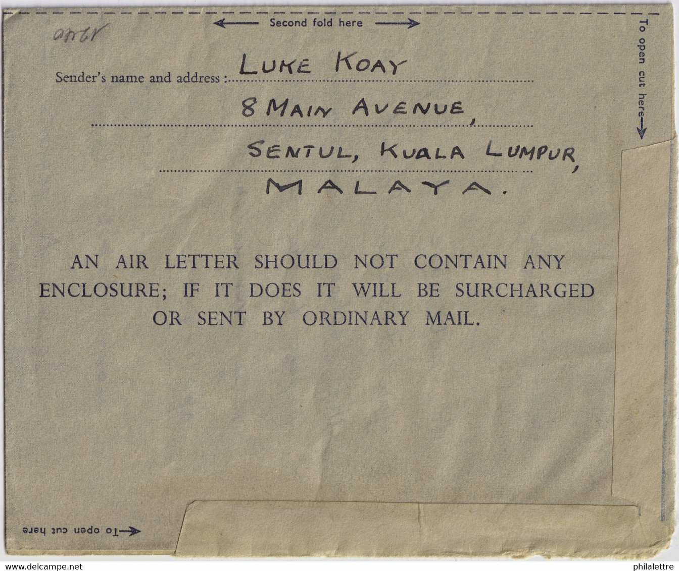 MALAISIE / MALAYSIA / SELANGOR 1958 Very Fine AIR LETTER From KUALA LUMPUR To San Francisco - Selangor