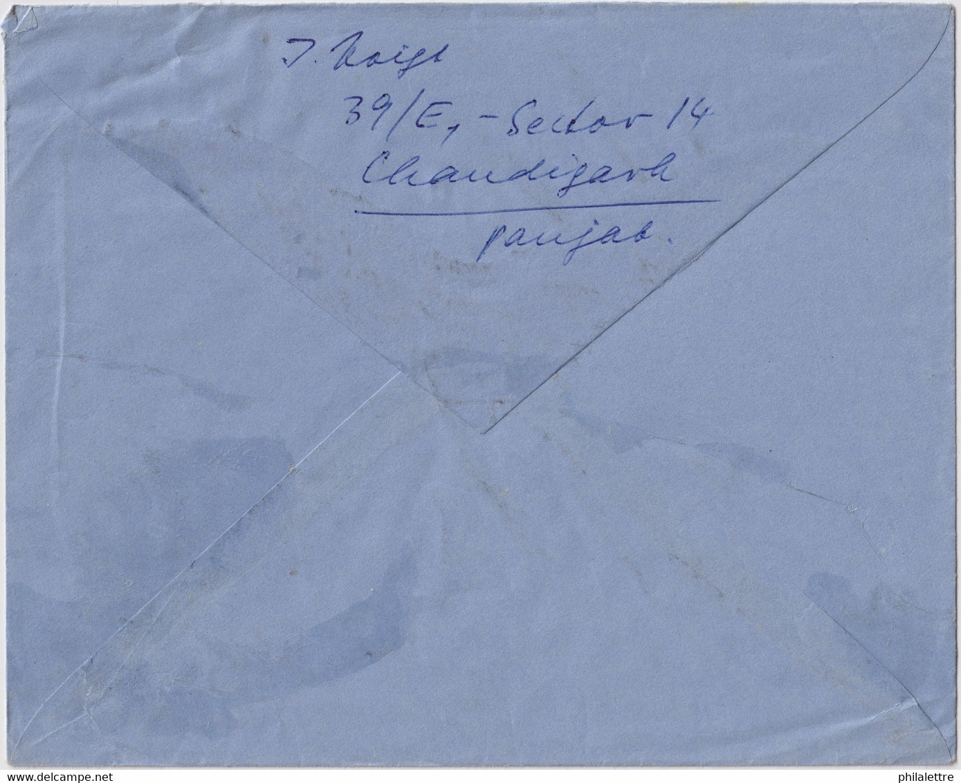 INDE / INDIA - 1962 - Air Mail Postal Envelope From CHANDIGARH To Kiel, Germany - Aerogramas