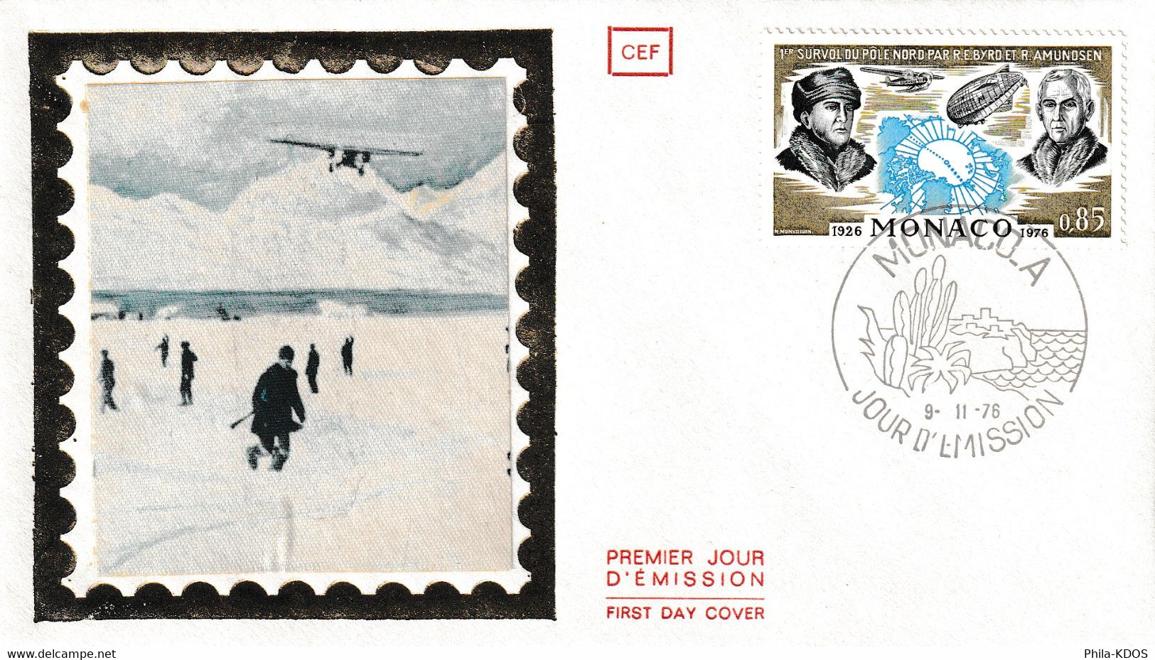 " 1 Ers VOLS AU DESSUS DU POLE NORD " Sur Enveloppe 1er Jour Soie De 1976. N° YT 1070. Parfait état. FDC - Altri & Non Classificati