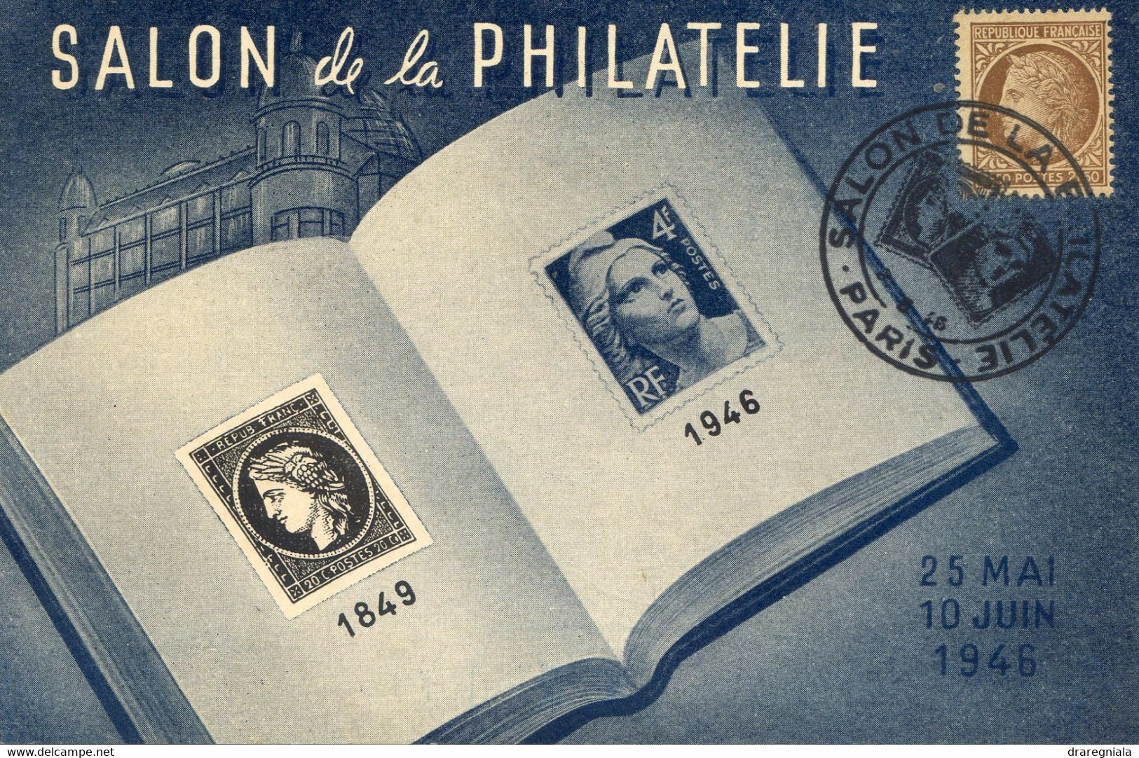 Cpa Salon De La Philatélie - Cachet Salon De La Philatélie - 1946 - Bourses & Salons De Collections