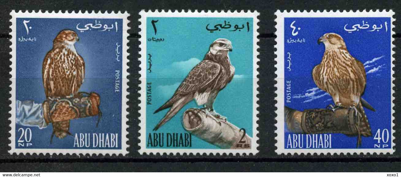 Abu Dhabi 1965  MiNr. 12 - 14   BIRDS Of Prey Lanner Falcon  3v MNH **     80.00 € - Abu Dhabi