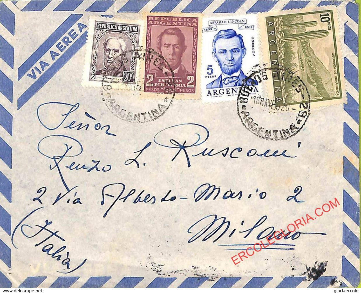 Ad6088 - ARGENTINA - POSTAL HISTORY - AIRMAIL COVER To ITALY 1960 Cacti - Cartas & Documentos