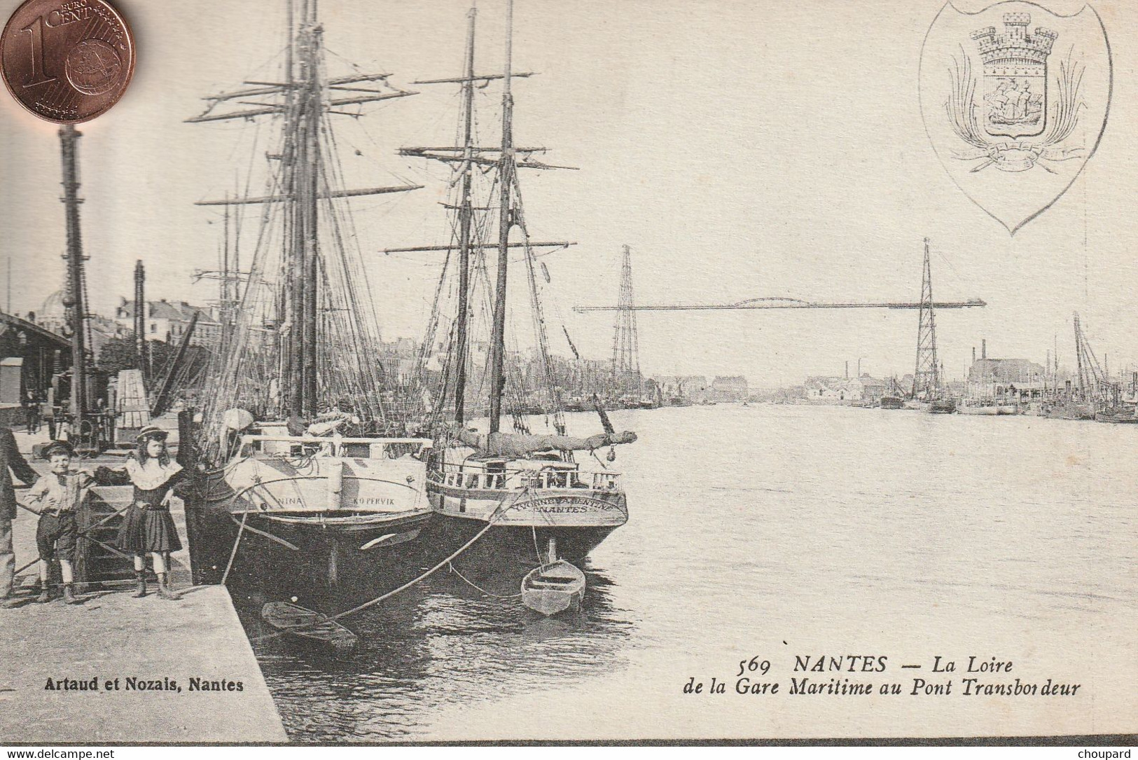 44 - Très Belle Carte Postale Ancienne De  NANTES    La Loire De La Gare Maritime Au Pont Transbordeur - Nantes