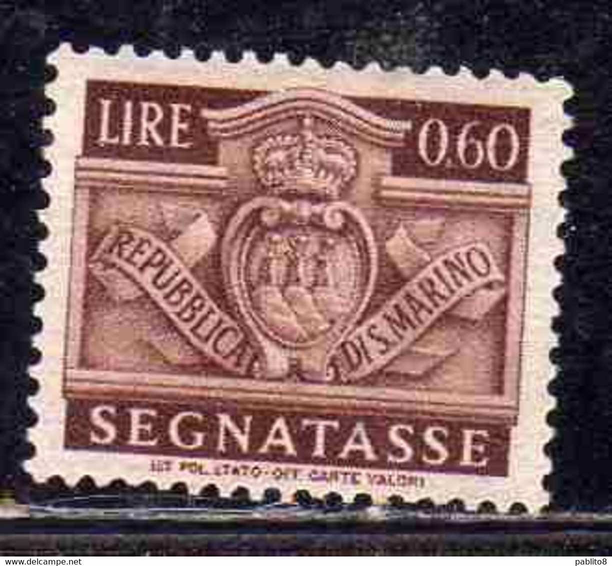 REPUBBLICA DI SAN MARINO 1945 SEGNATASSE POSTAGE DUE TASSE TAXE CENT. 60c  LIRE 0,60 MNH - Impuestos