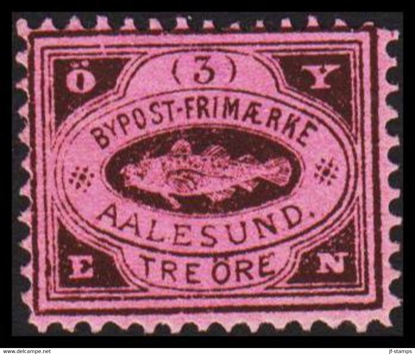 1888. NORGE. AALESUND BYPOST-FRIMÆRKE TRE ÖRE. Hinged. - JF529833 - Ortsausgaben