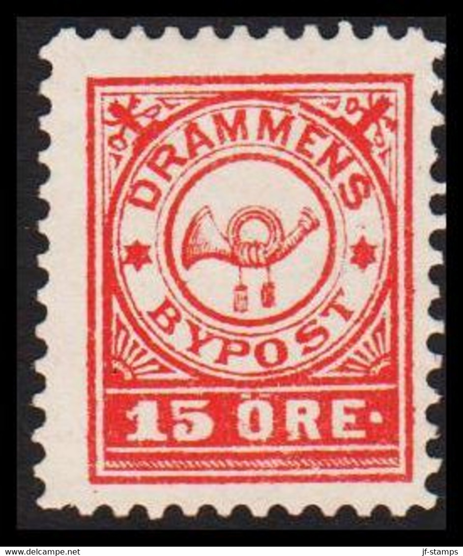 1888. NORGE. DRAMMENS BYPOST 15 ÖRE. No Gum.  - JF529857 - Local Post Stamps