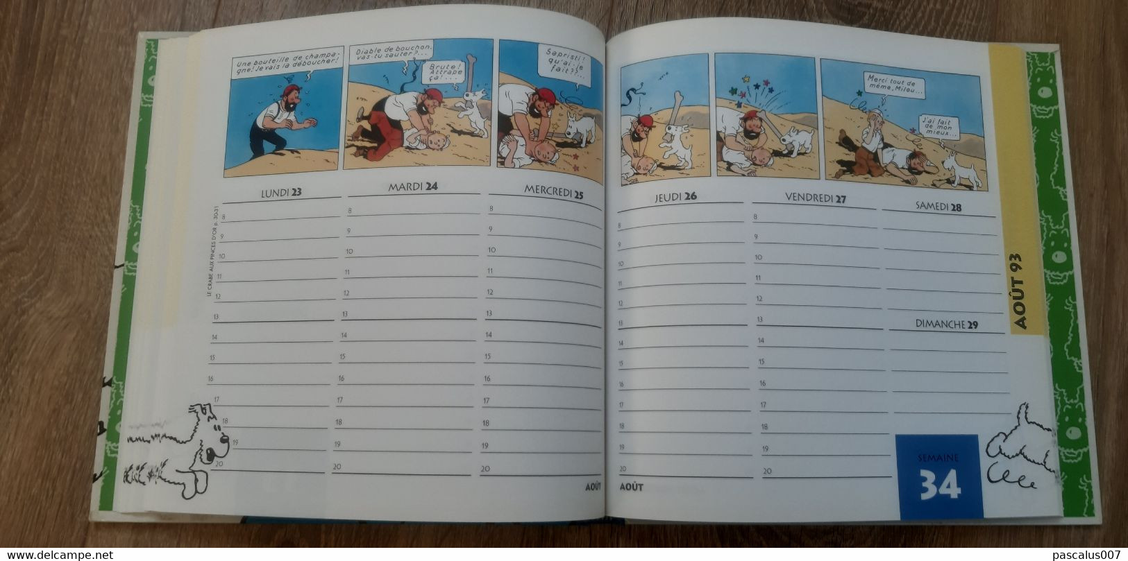 B01-418 Livre Calendrier 1993 Hergé Tintin Bien Joué Milou Agenda Moulinsart 1998