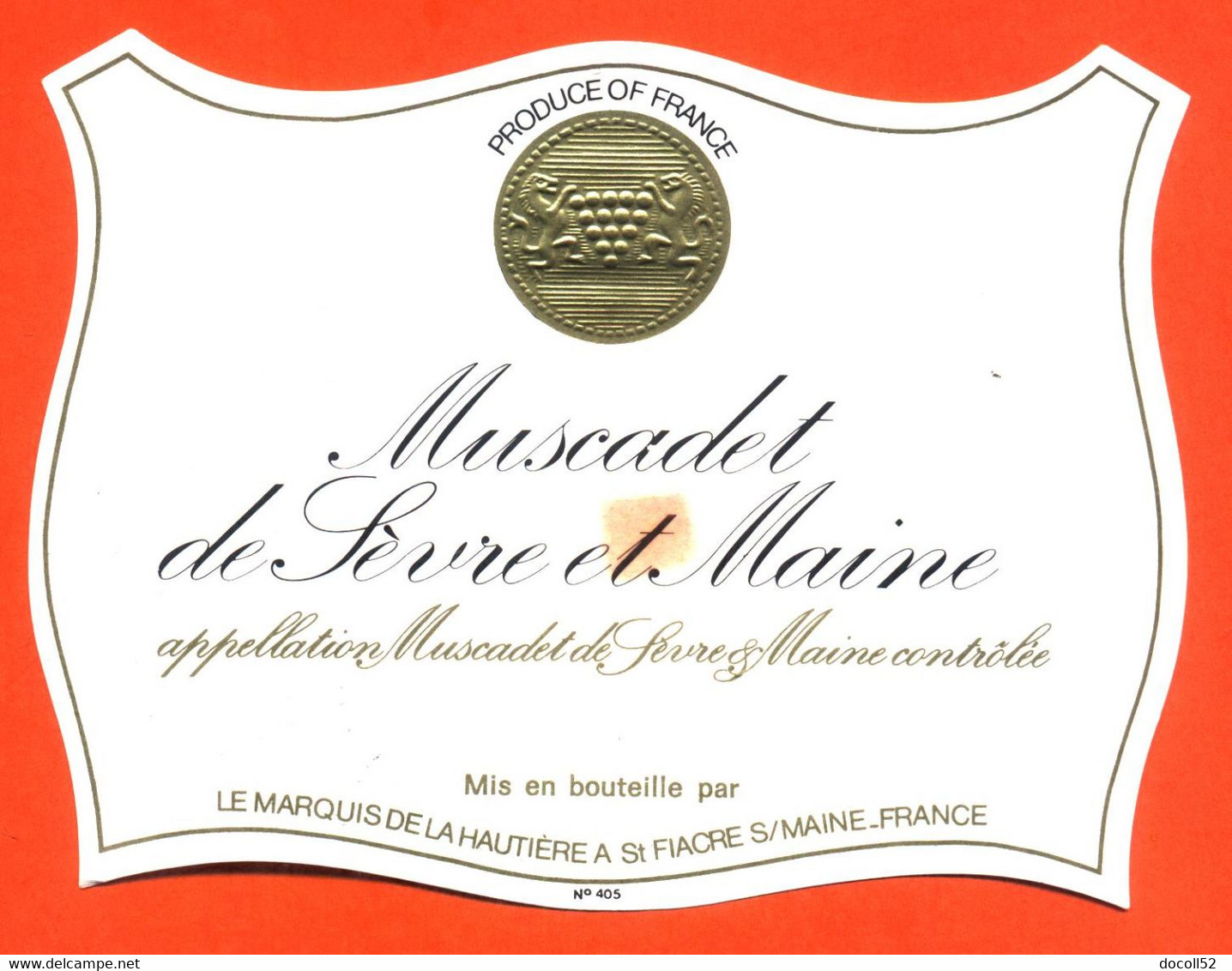 Etiquette Neuve De Vin Muscadetr De Sevre Et Maine Marquis De La Hautière à Saint Fiacre Sur Maine - 75cl - Vin De Pays D'Oc