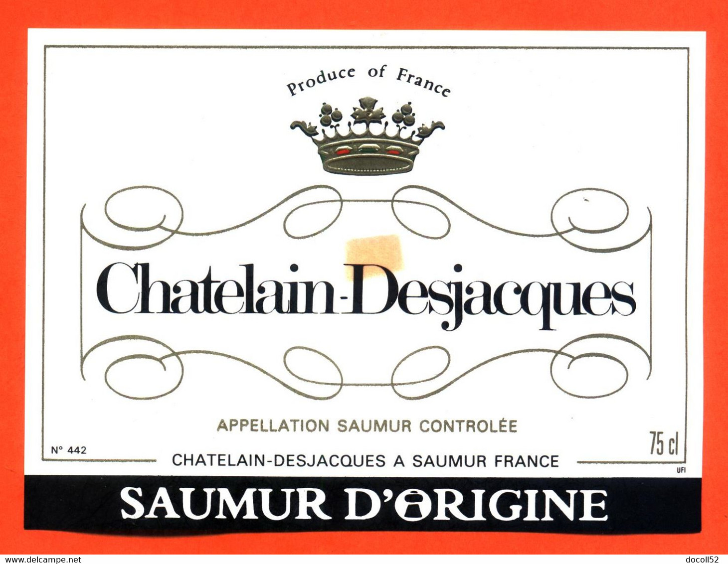 Etiquette Neuve De Vin Saumur D'origine Chatelain Desjacques à Saumur - 75cl - Vin De Pays D'Oc