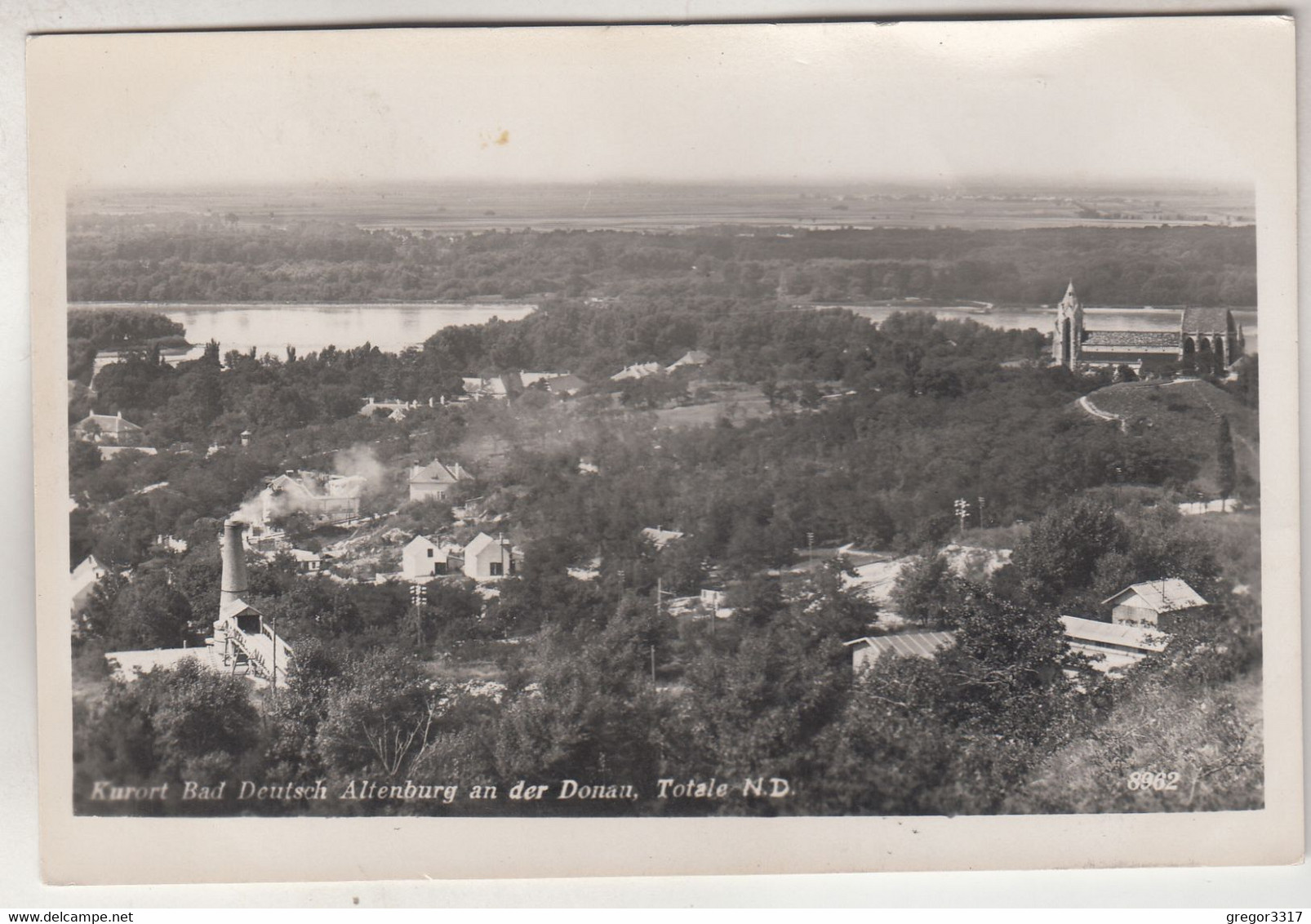 C5454) BAD DEUTSCH ALTENBURG A. D. Donau - Tolle Variante Häuer Fabrikschlot U. Blick Auf Donau U. Kirche - Bad Deutsch-Altenburg