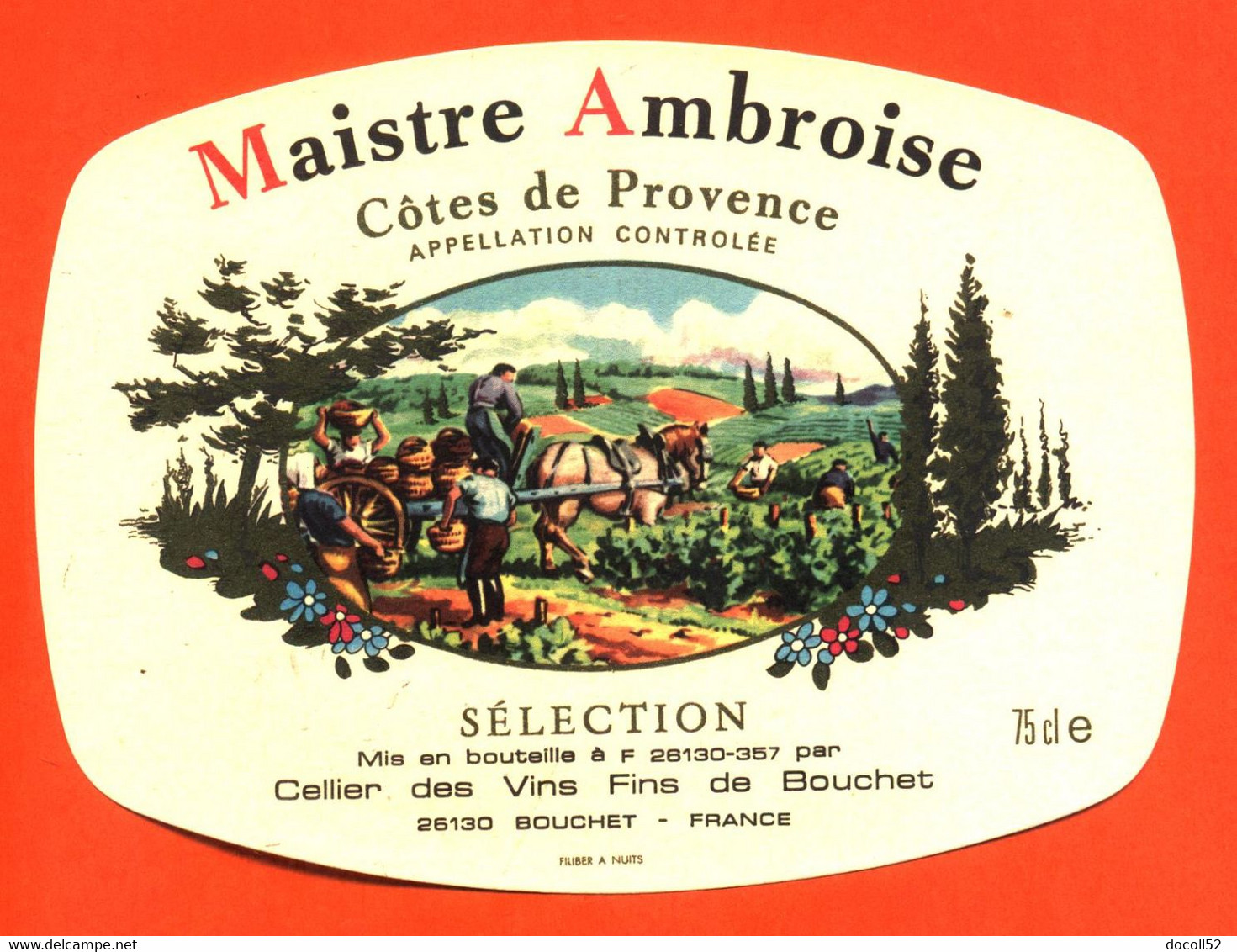 Etiquette Neuve De Vin Cotes De Provence Maistre Ambroise, à Bouchet - 75cl - Vino Rosado