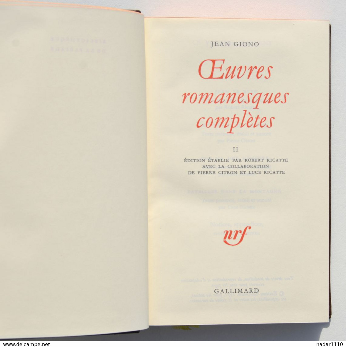 La Pléiade - Jean Giono - Oeuvres Romanesques Complètes - Volume 2 - 1983 - TTBE - La Pléiade