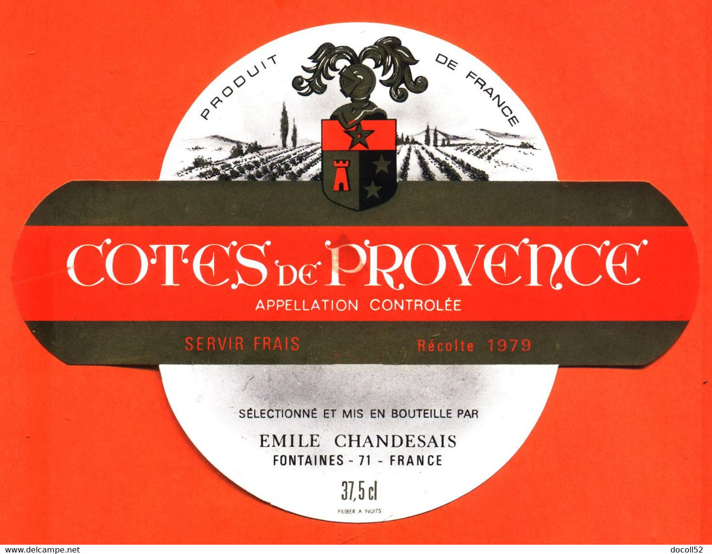 Etiquette Neuve De Vin Rosé Cotes De Provence Récolte 1979 émile Chandesais à Fontaines - 37,5cl - Rosé (Schillerwein)