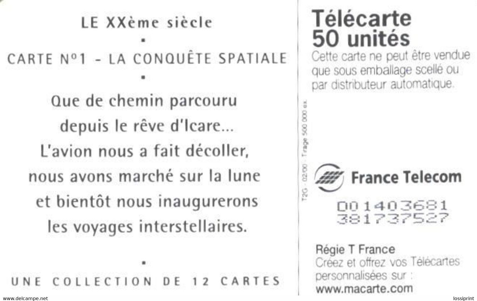 France:Used Phonecard, France Telecom, 50 Units, Space, Moon - 2000