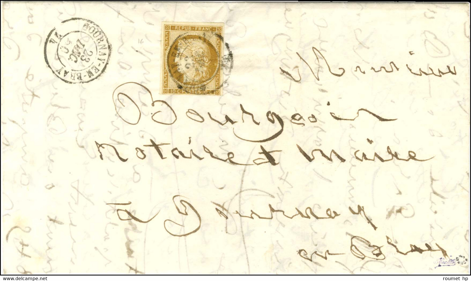 Càd T 15 GOURNAY-EN-BRAY 74 / N° 1 (filet Effleuré) Sur Lettre Locale. 1850. - TB. - R. - 1849-1850 Ceres