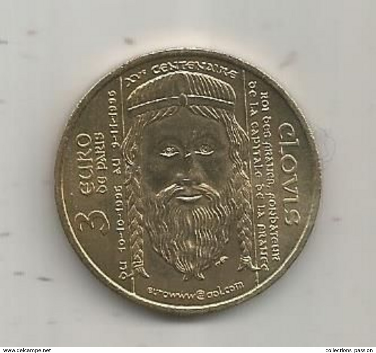 JC, Euros Des Villes, 3 Euro De PARIS, Clovis, IOANNES PAULUS II ,pontifex Maximus,  2 Scans - Euros Des Villes