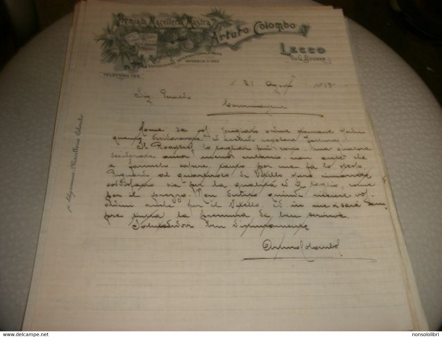 FATTURA E DOCUMENTO PREMIATA MACELLERIA MASTRA 1913 - Oostenrijk