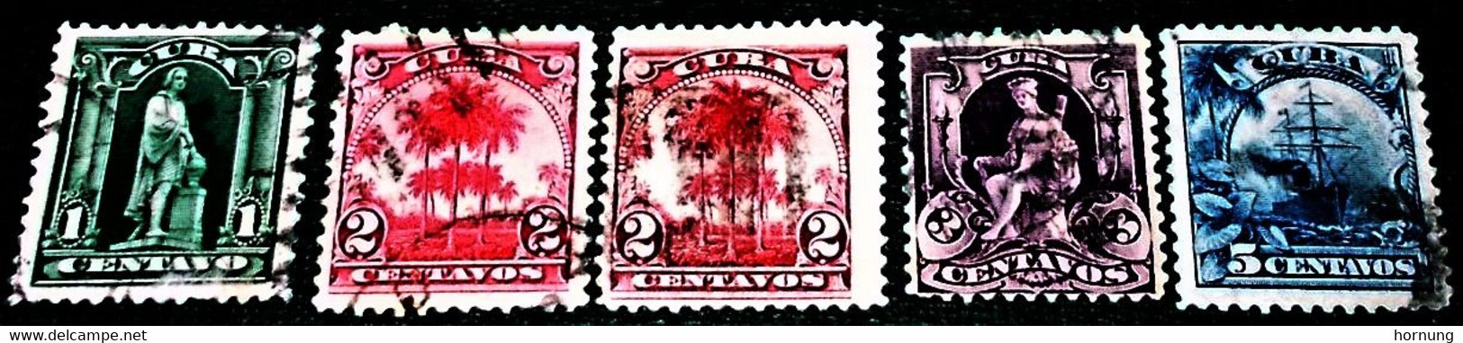 United States, Possessions- Cuba, 1899, National Symbols. ( 1c-green Colour, 2c-red Colour, 3c - Lila Colour ). - Cuba