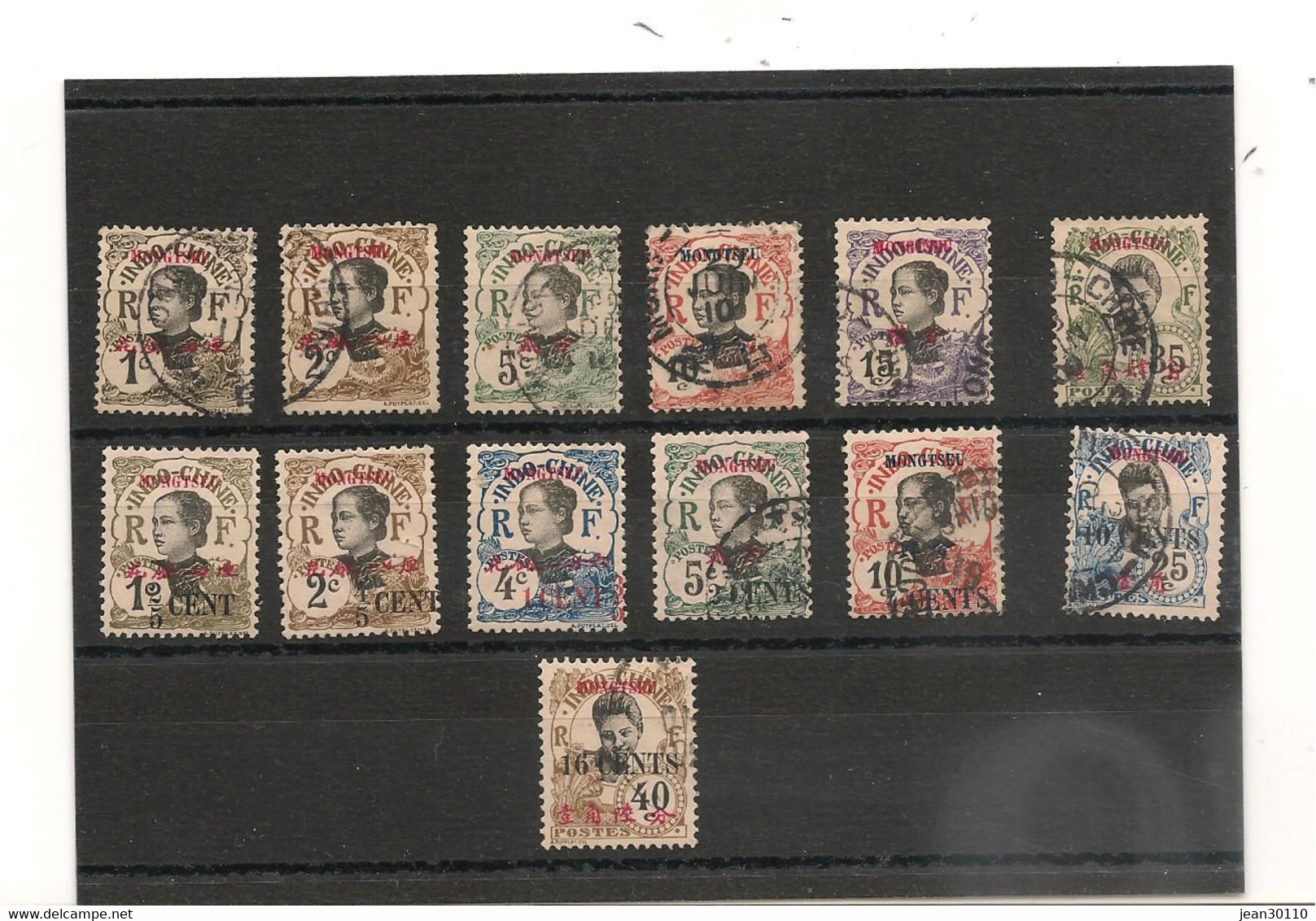 MONG-TZEU ANNÉES 1908/19 LOT DE TIMBRES OBLITÉRÉS Cote : 38,00 € - Gebraucht