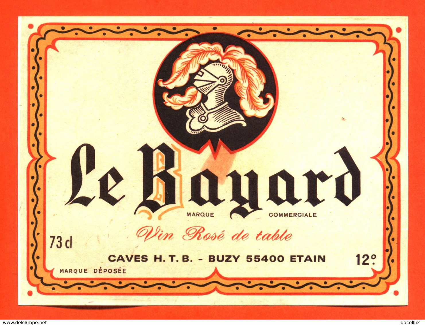 Etiquette Ancienne Neuve De Vin Rosé De Table Le Bayard Caves à Buzy 55400 étain - 73 Cl - Vino Rosado