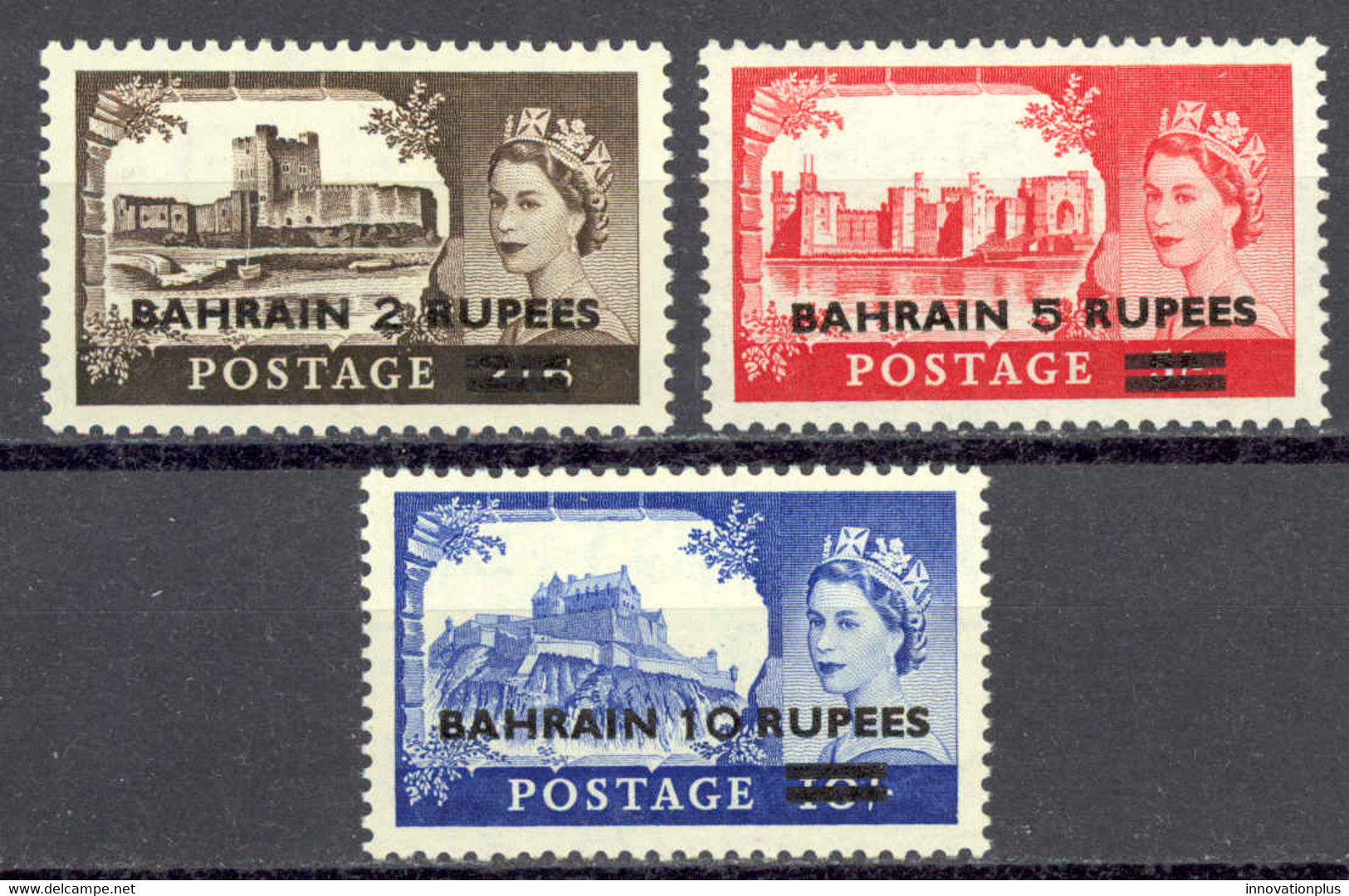 Bahrain Sc# 96-98 MNH 1955 Surcharged - Bahrain (...-1965)