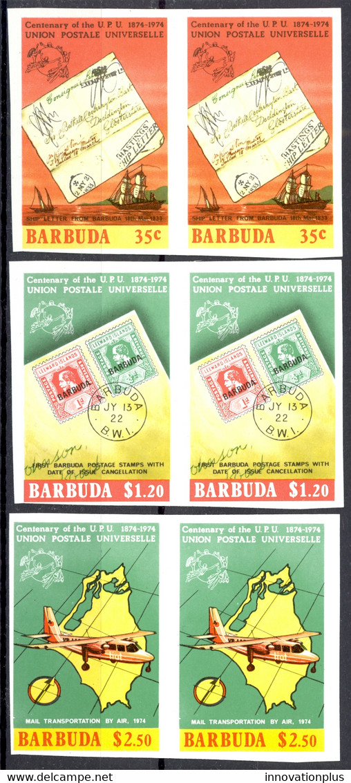 Barbuda Sc# 167-169 MNH Pair IMPERF 1974 UPU 100th - Barbuda (...-1981)