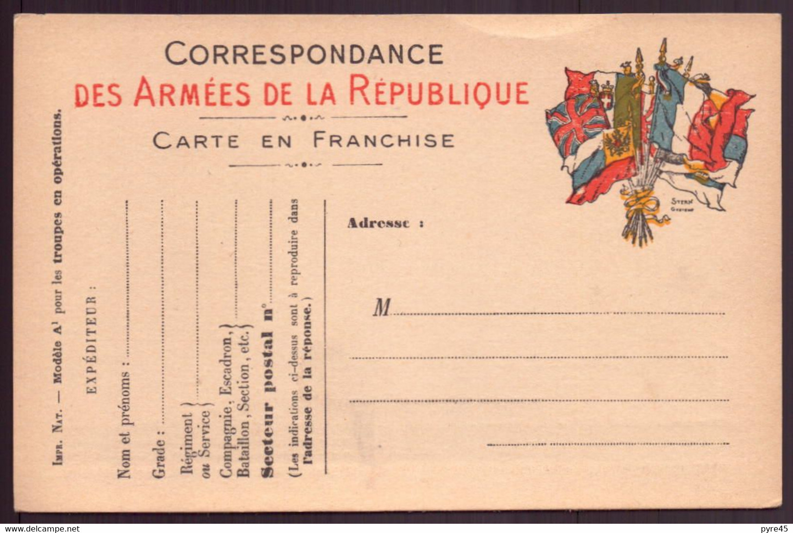 Carte En Franchise Militaire Vierge - Autres & Non Classés