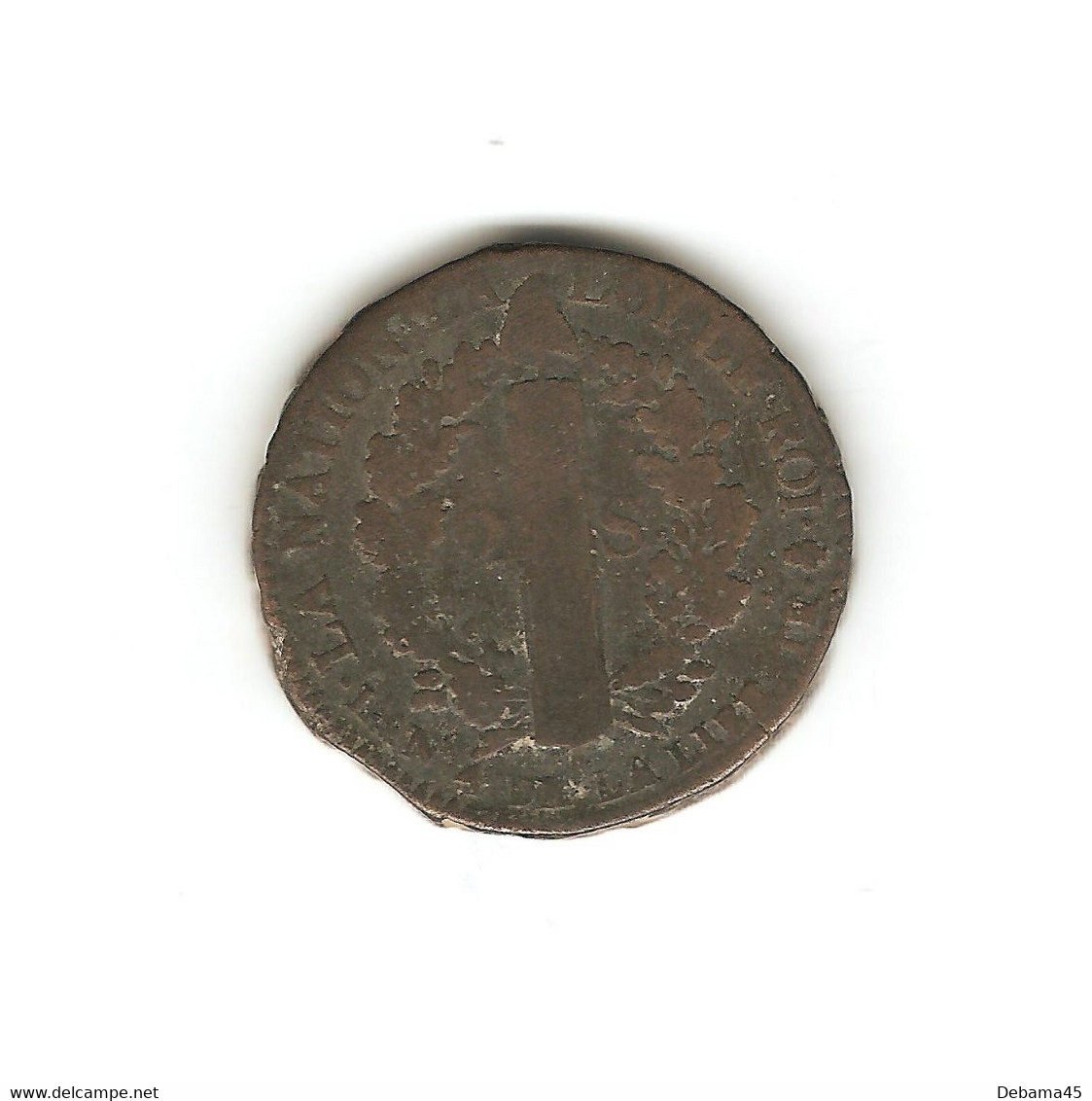 423/ France : Louis XVI : 2 Sols 1792 A - 1792-1804 First French Republic