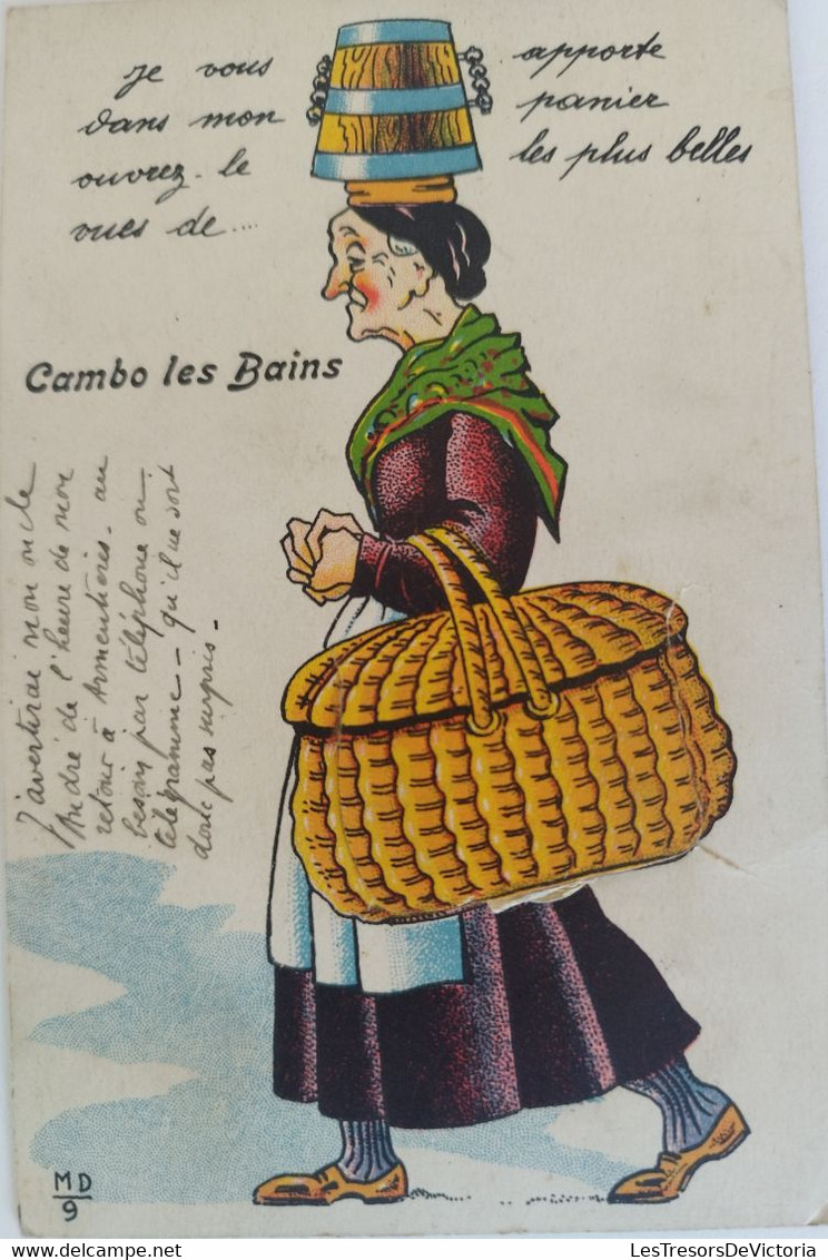 Fantaisies - A Systèmes - Combo Les Bains - Femme Avec Un Panier D'osier - Carte Postale Ancienne - Met Mechanische Systemen