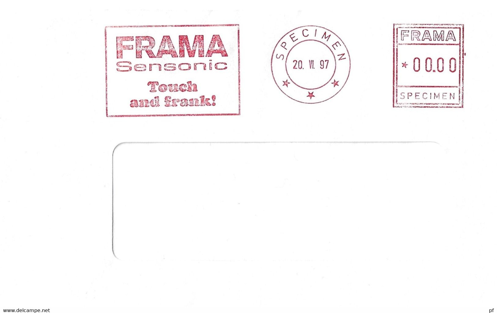 Ema - Freistempel  FRAMA SENSONIC Touch And Frank ! SPECIMEN - 1980-99