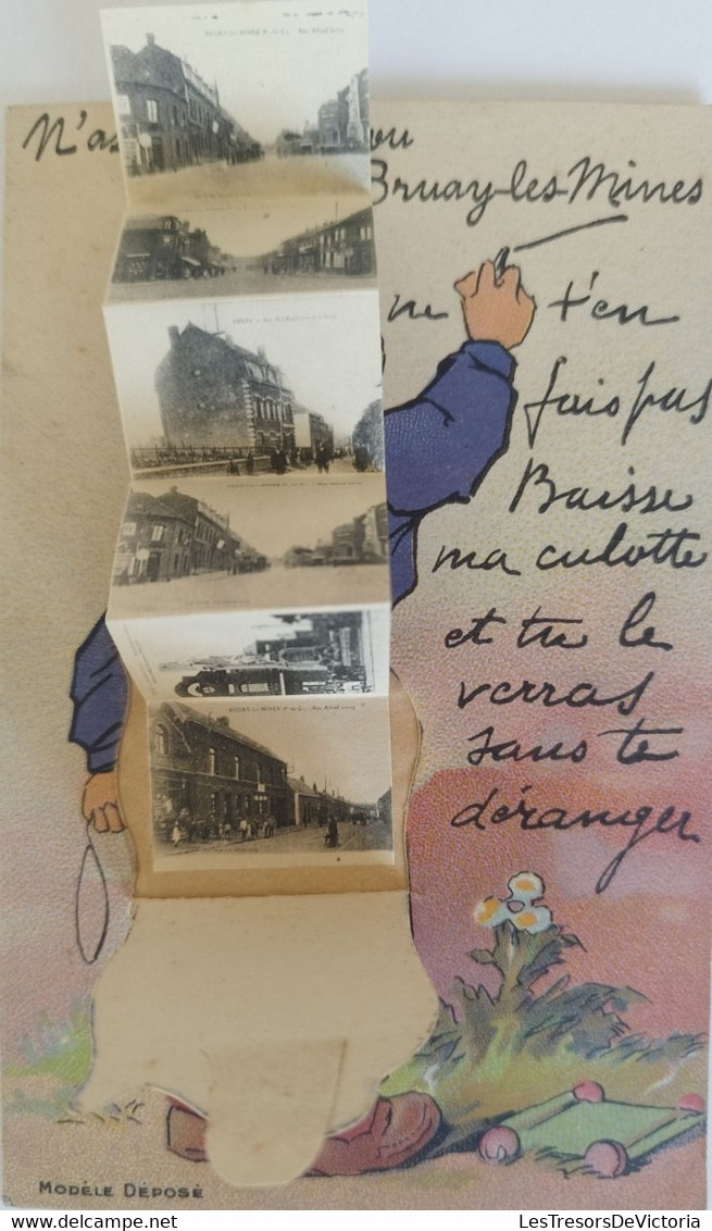 Fantaisies - A Systèmes - N'as Tu Jamais Vu Bruay Les Mines - Multi Vues Caché Dans Sa Culotte - Carte Postale Ancienne - Cartoline Con Meccanismi