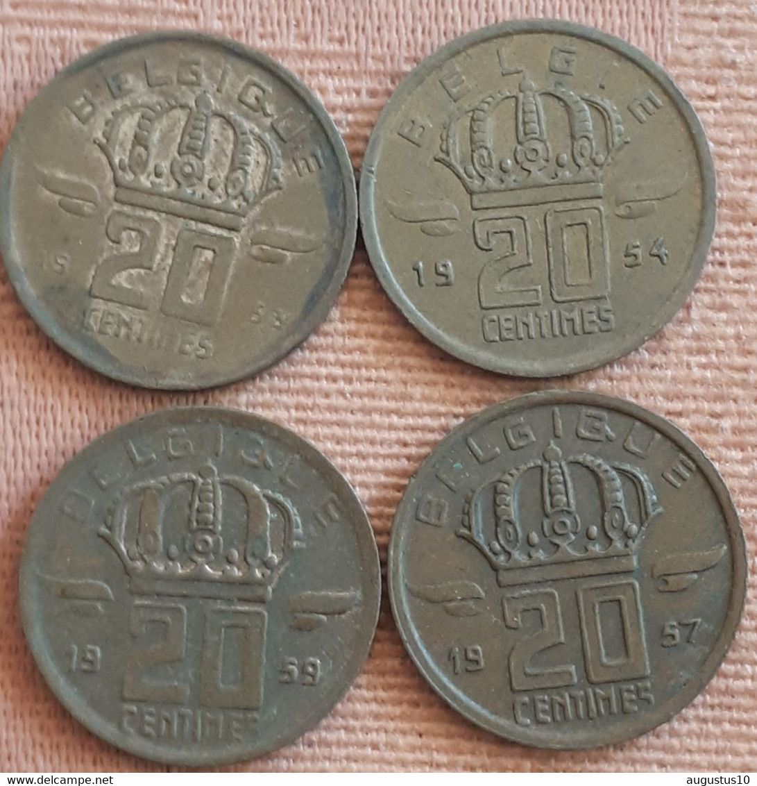 BELGIUM :  SET4 X 20 CENTIMES 1953/54/57/59 KM 146 MOOIE KWALITEIT ! - 20 Cent