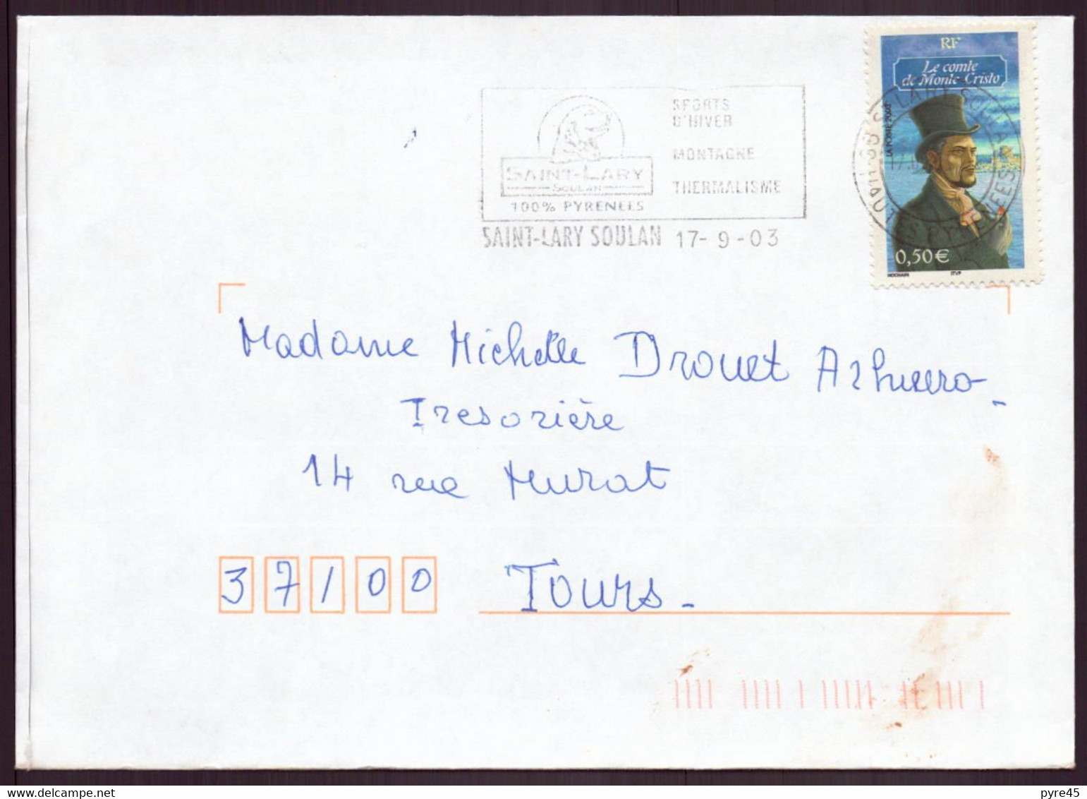 France, Enveloppe Du 17 Septembre 2003 De Saint-Lary Soulan Pour Tours - Other & Unclassified