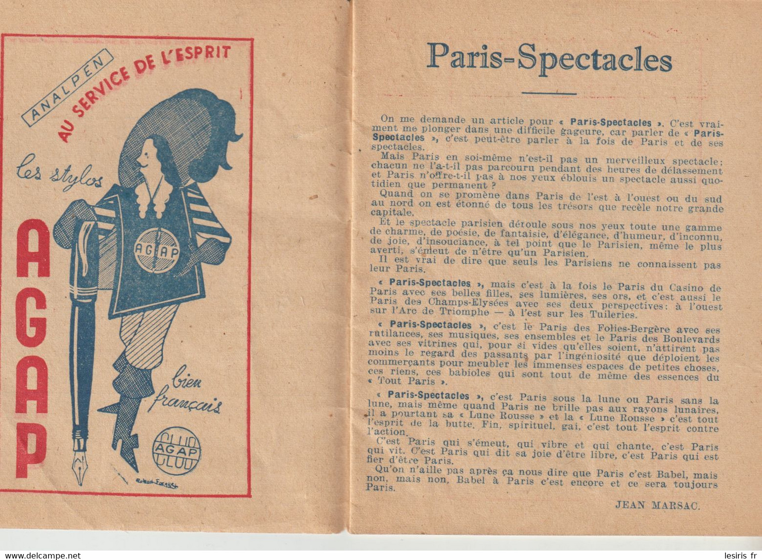 PARIS SPECTACLES AFFICHES - N° 63 - JANVIER 1946 - THEATRES - MUSIC HALLS - CHANSONNIERS - CINEMAS - MUSIQUE - CIRQUES - - Programmes