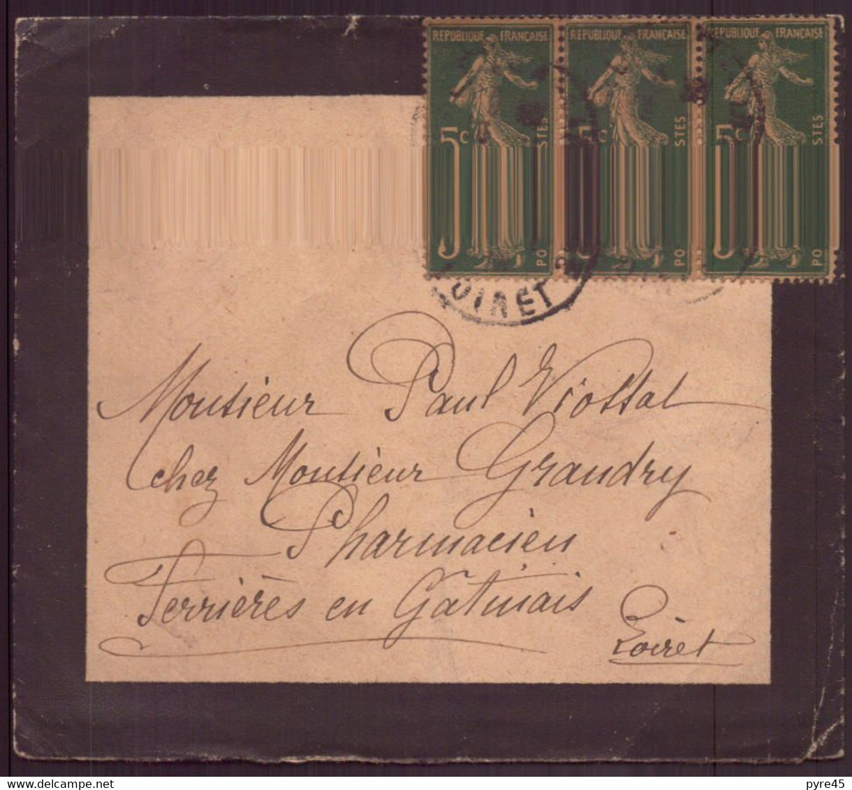 France, Enveloppe Du 19 Janvier 1919 De Ferrières Pour Ferrières - Altri & Non Classificati
