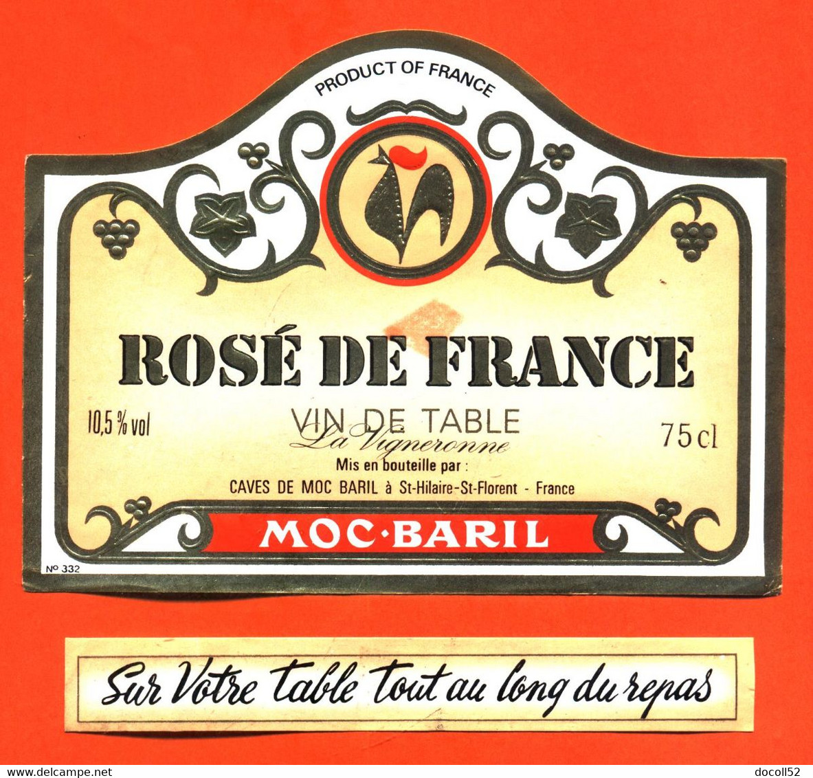 Etiquette + Collerette Neuve De Vin Rosé De France Vin De Table Moc-baril à Saint Hilaire Saint Florent - 75 Cl - Vino Rosato