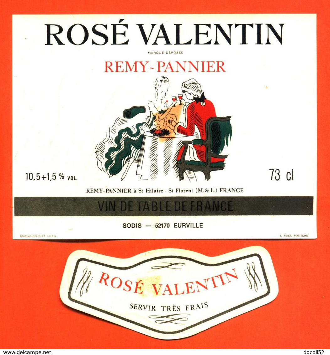Etiquette + Collerette Ancienne Neuve De Vin De Table Rosé Valentin Remy Pannier à Saint Hilaire Saint Florent - 73 Cl - Pink Wines