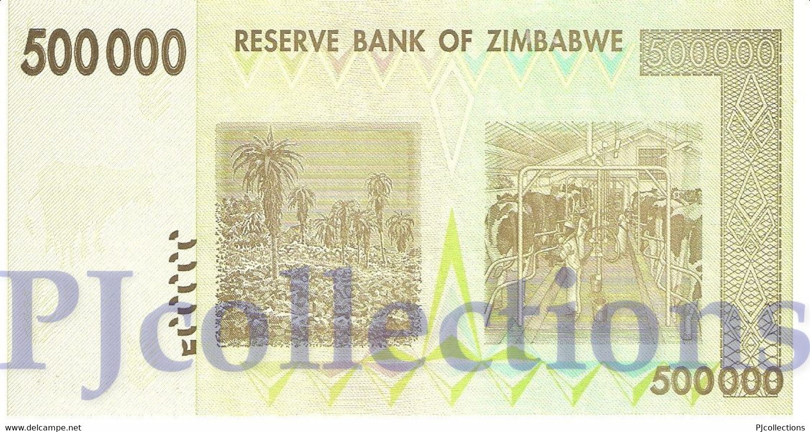 ZIMBABWE 500000 DOLLARS 2008 PICK 76a UNC - Zimbabwe