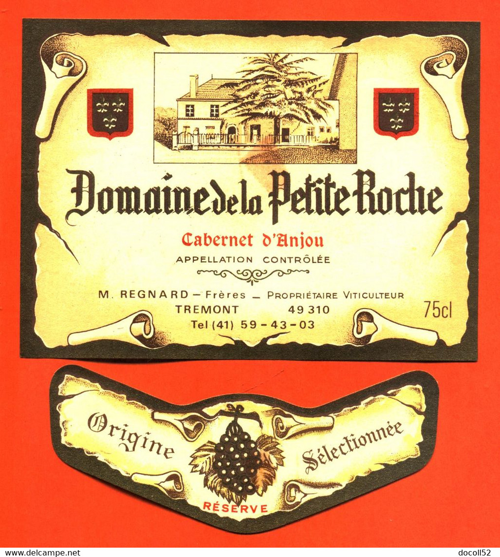 Etiquette + Collerette Ancienne Neuve De Vin Cabernet D'anjou Domaine De La Petite Roche Regnard à Tremont - 75 Cl - Vino Rosato