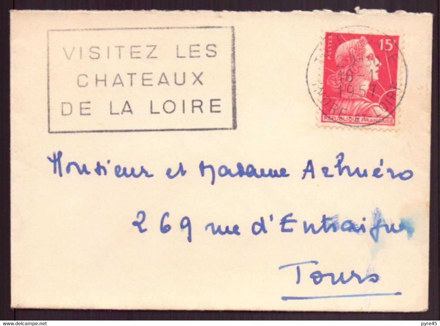 France, Enveloppe Du 18 Janvier 1957 De Tours Pour Tours - Other & Unclassified